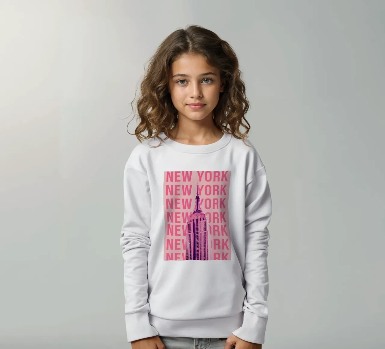 Empire State Building New York Rosa Pop Art felpa bambino da 🥝 KIWI STORE