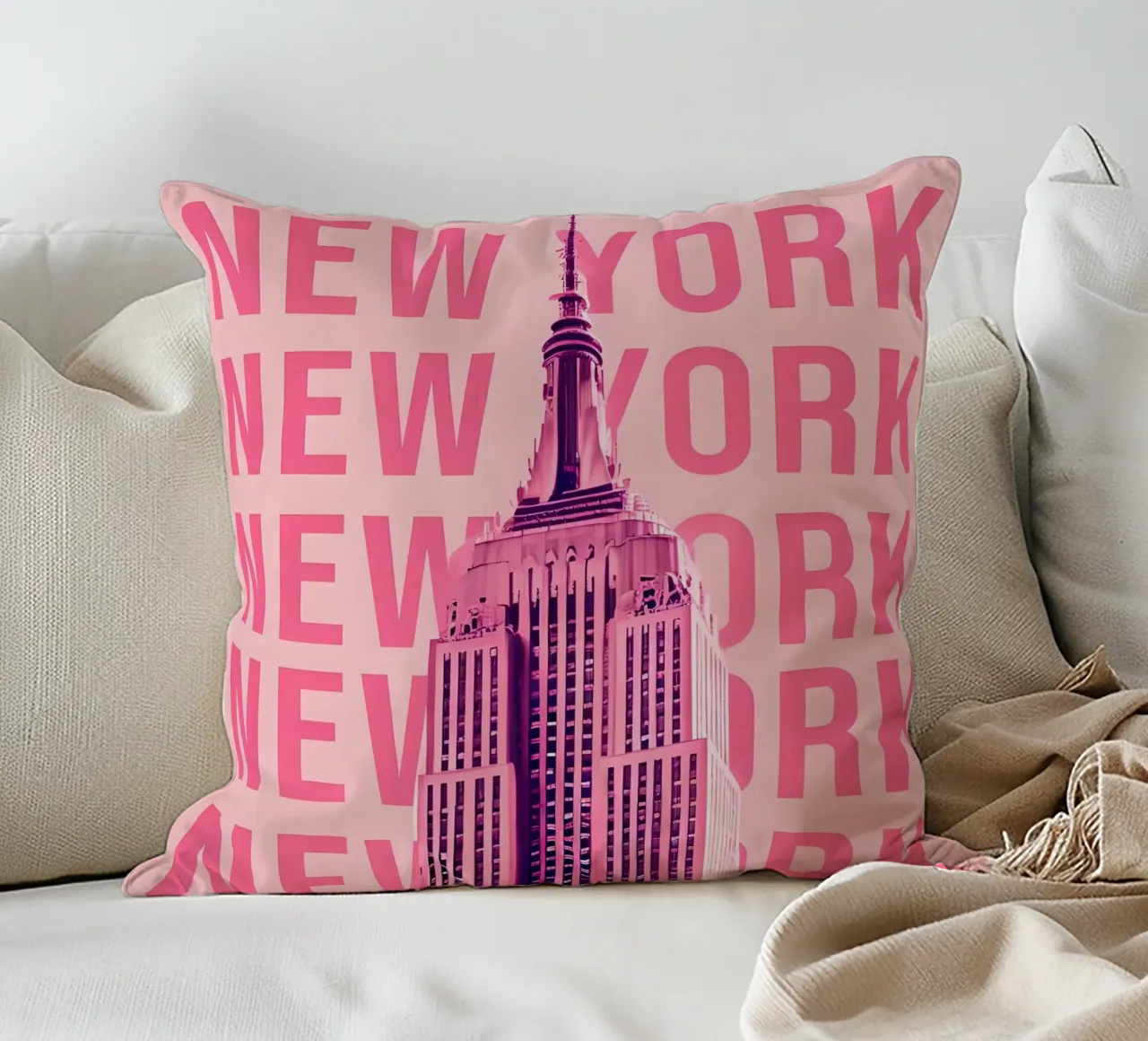 Empire State Building New York Rosa Pop Art cuscino da 🥝 KIWI STORE