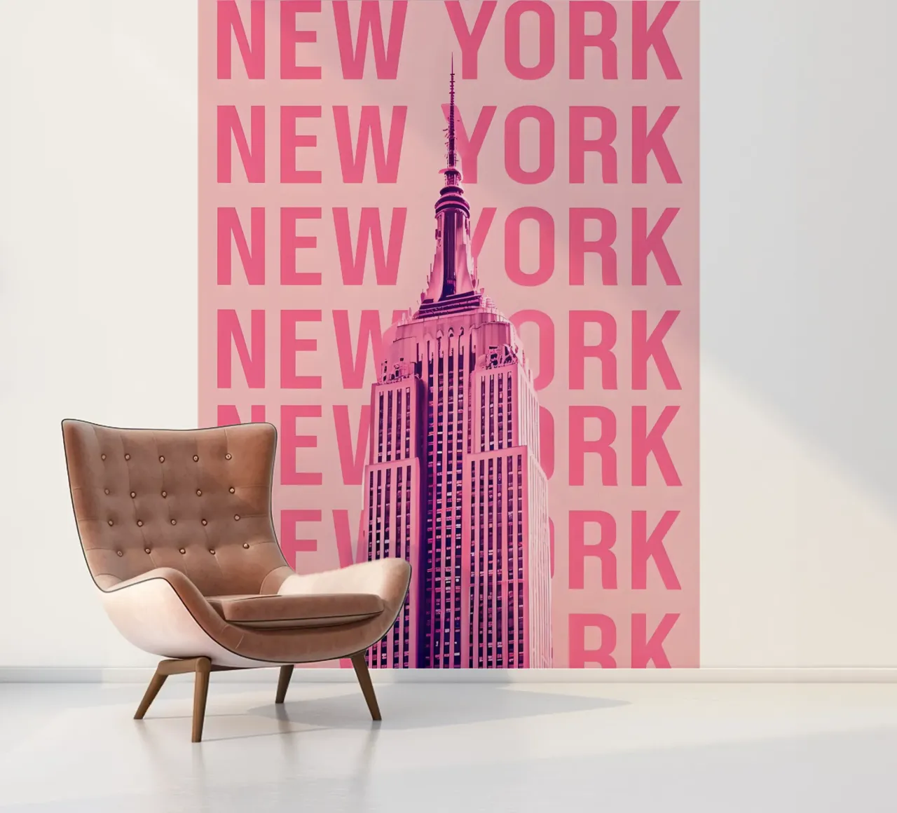 Empire State Building New York Pink Pop Art photo wallpaper by 🥝 KIWI STORE