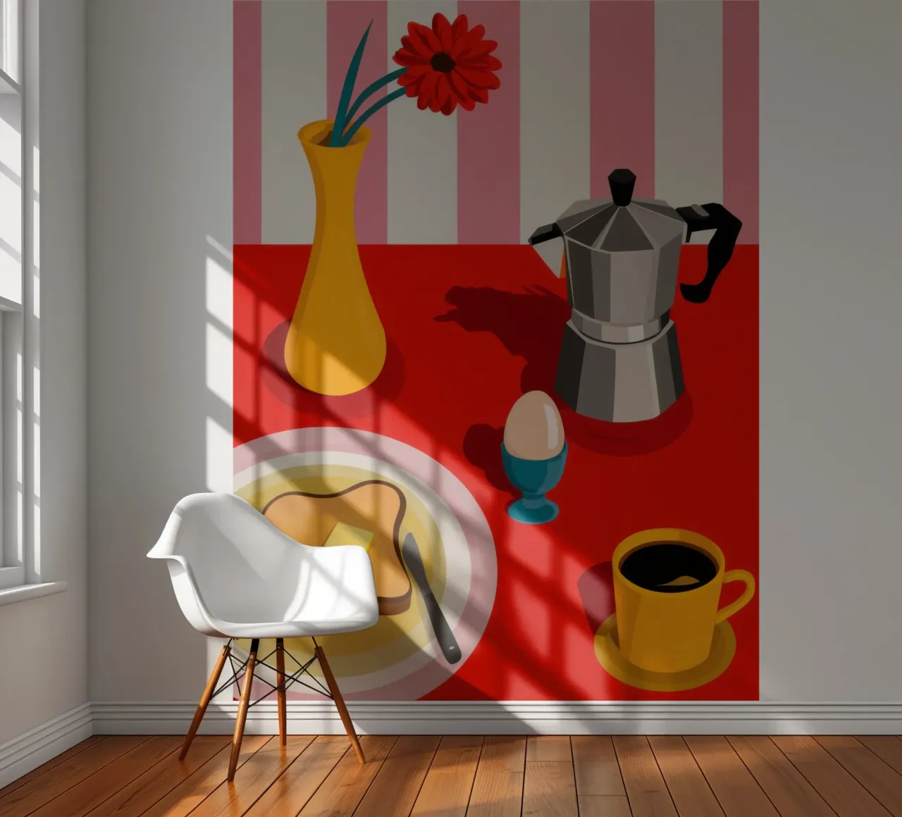 Checkered Morning Coffee photo wallpaper by Flock Reverie