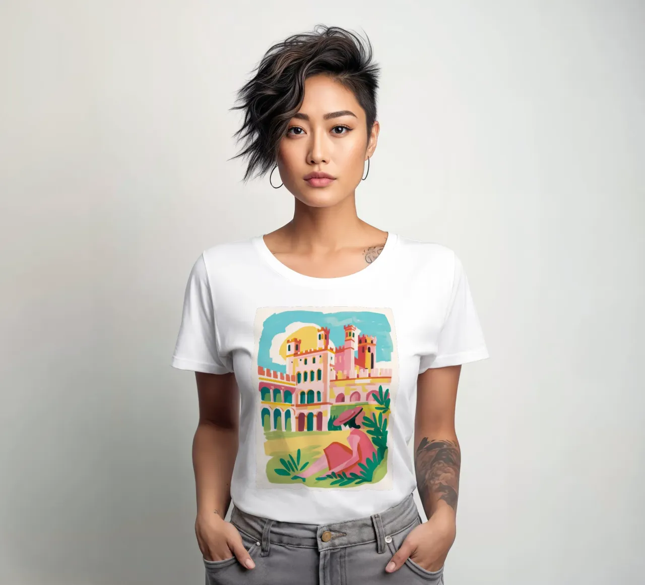 Colosseum in Bloom women's fitted t-shirt by Flock Reverie