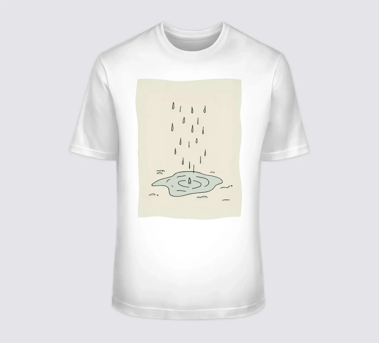 Gocce di acqua piovana che creano increspature in una piccola pozzanghera t-shirt da DesignDoodle