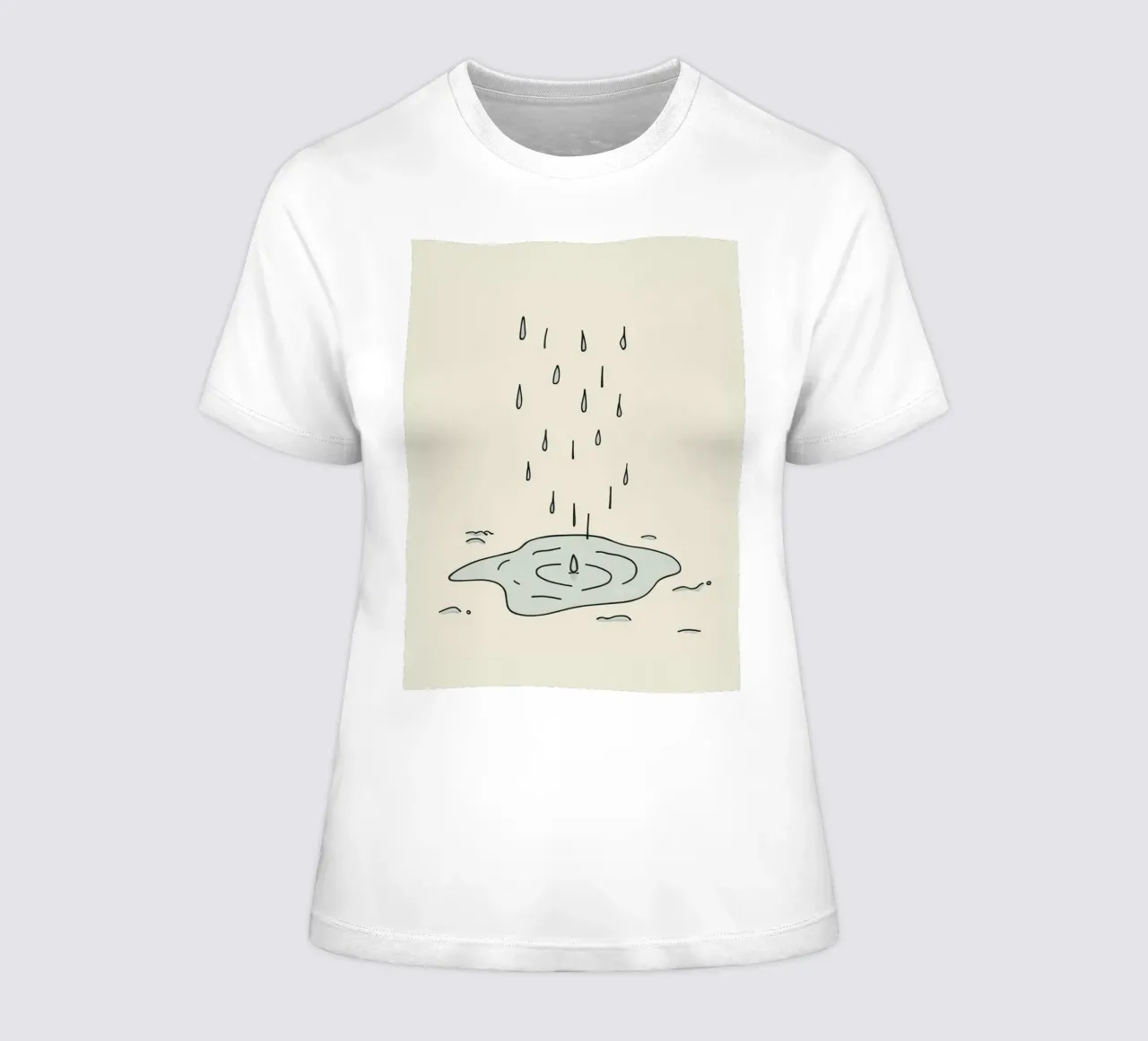 Gocce di acqua piovana che creano increspature in una piccola pozzanghera t-shirt da donna da DesignDoodle
