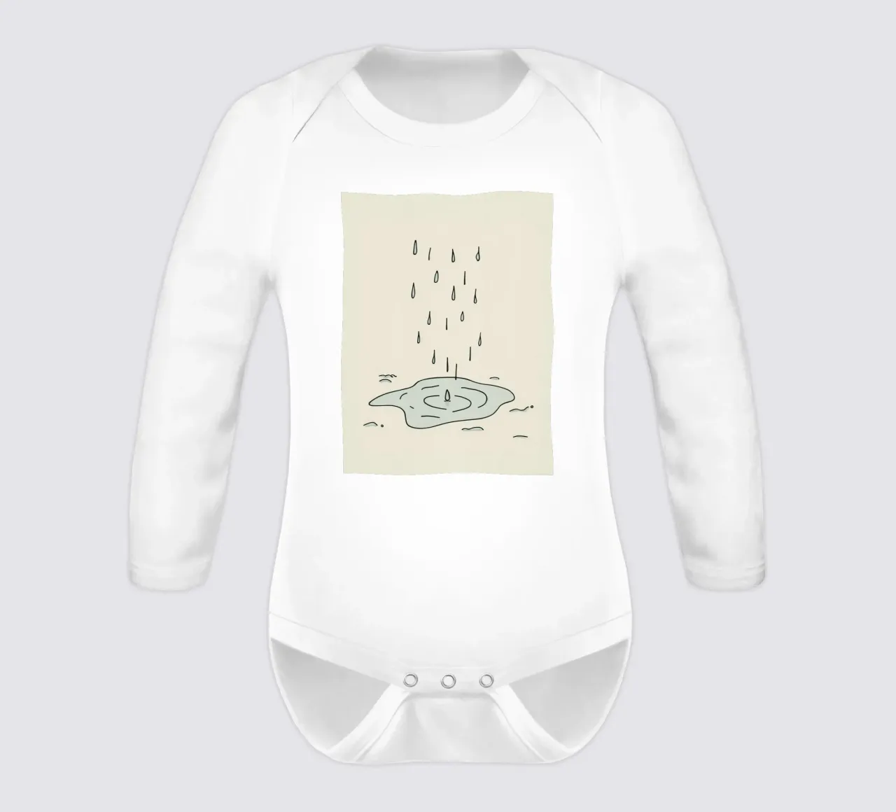 Gocce di acqua piovana che creano increspature in una piccola pozzanghera body neonato maniche lunghe da DesignDoodle