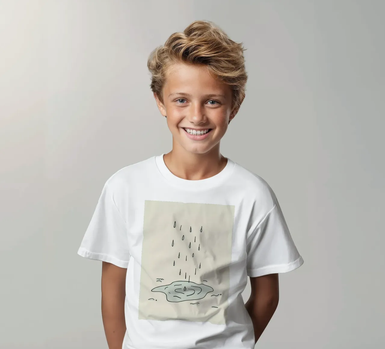 Gocce di acqua piovana che creano increspature in una piccola pozzanghera t-shirt bambini da DesignDoodle