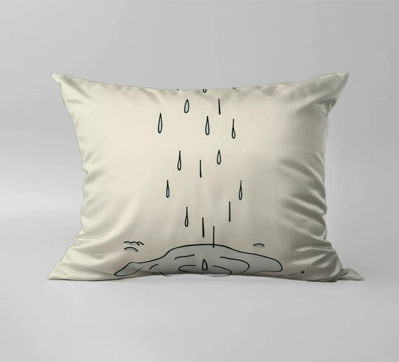 Gocce di acqua piovana che creano increspature in una piccola pozzanghera cuscino da DesignDoodle