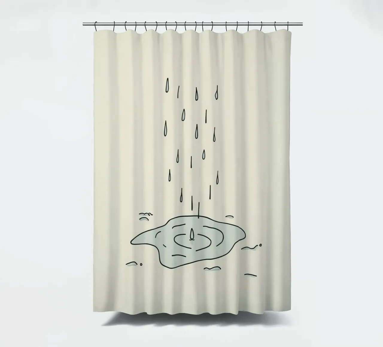 Gocce di acqua piovana che creano increspature in una piccola pozzanghera tenda da doccia da DesignDoodle