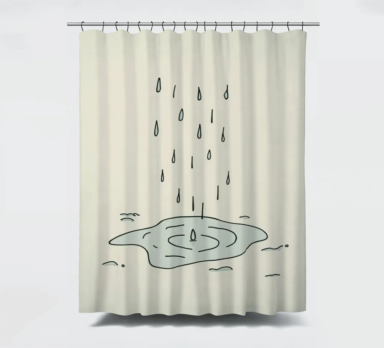 Gocce di acqua piovana che creano increspature in una piccola pozzanghera tenda da doccia da DesignDoodle