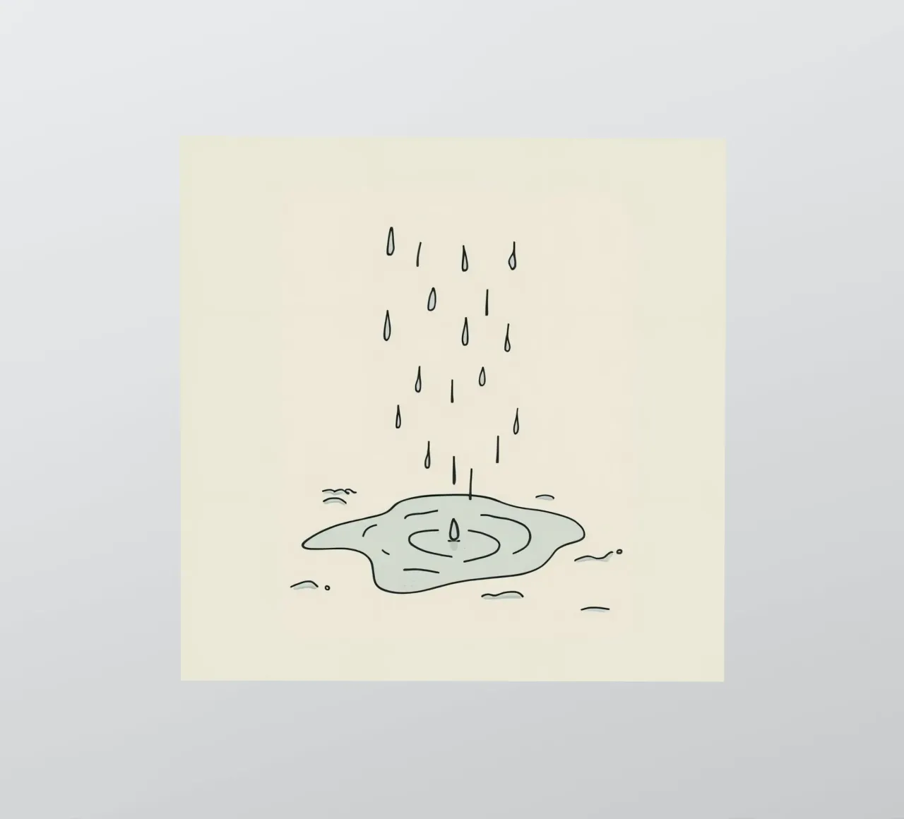 Gocce di acqua piovana che creano increspature in una piccola pozzanghera adesivo da DesignDoodle