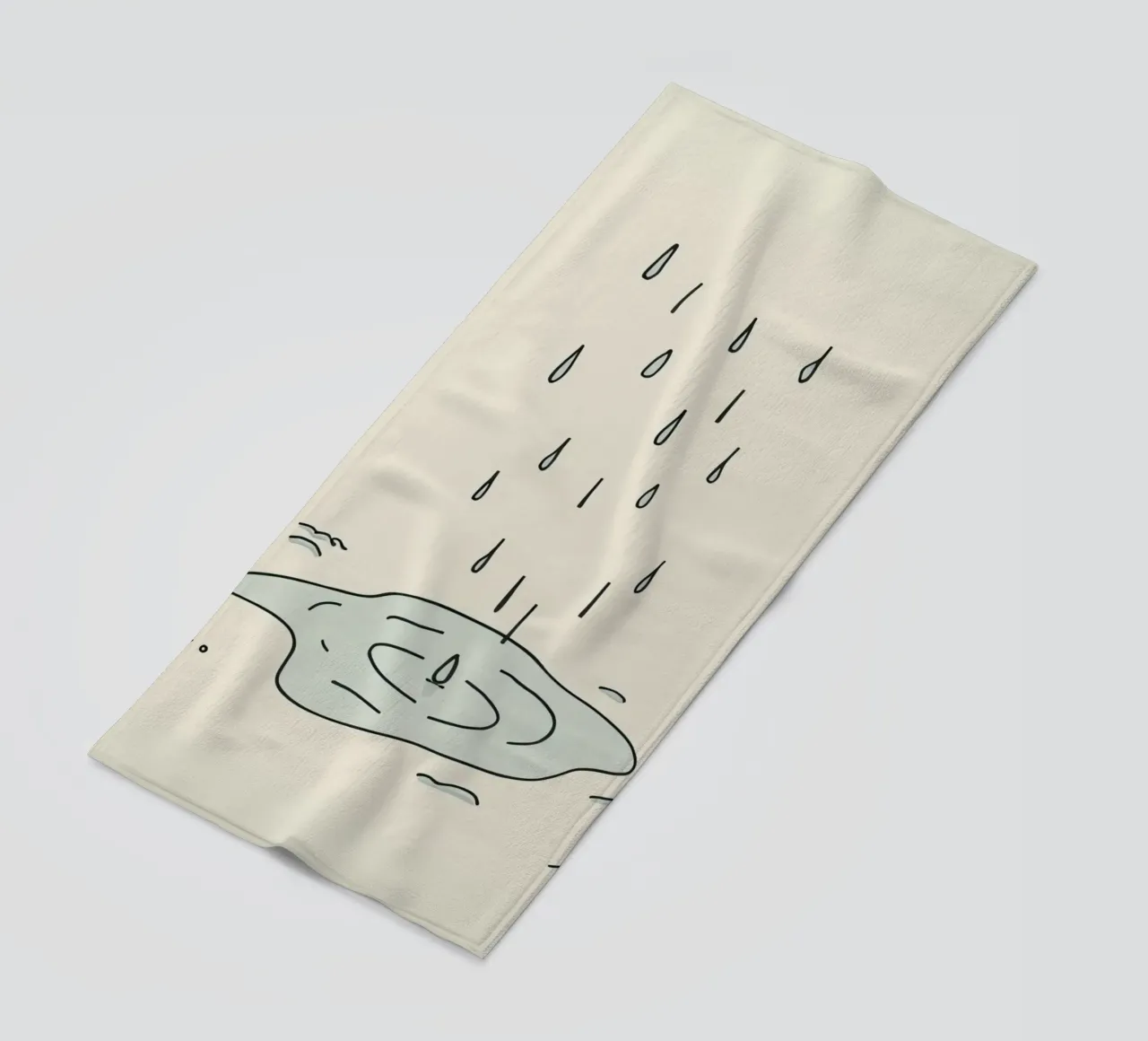 Gocce di acqua piovana che creano increspature in una piccola pozzanghera telo mare da DesignDoodle