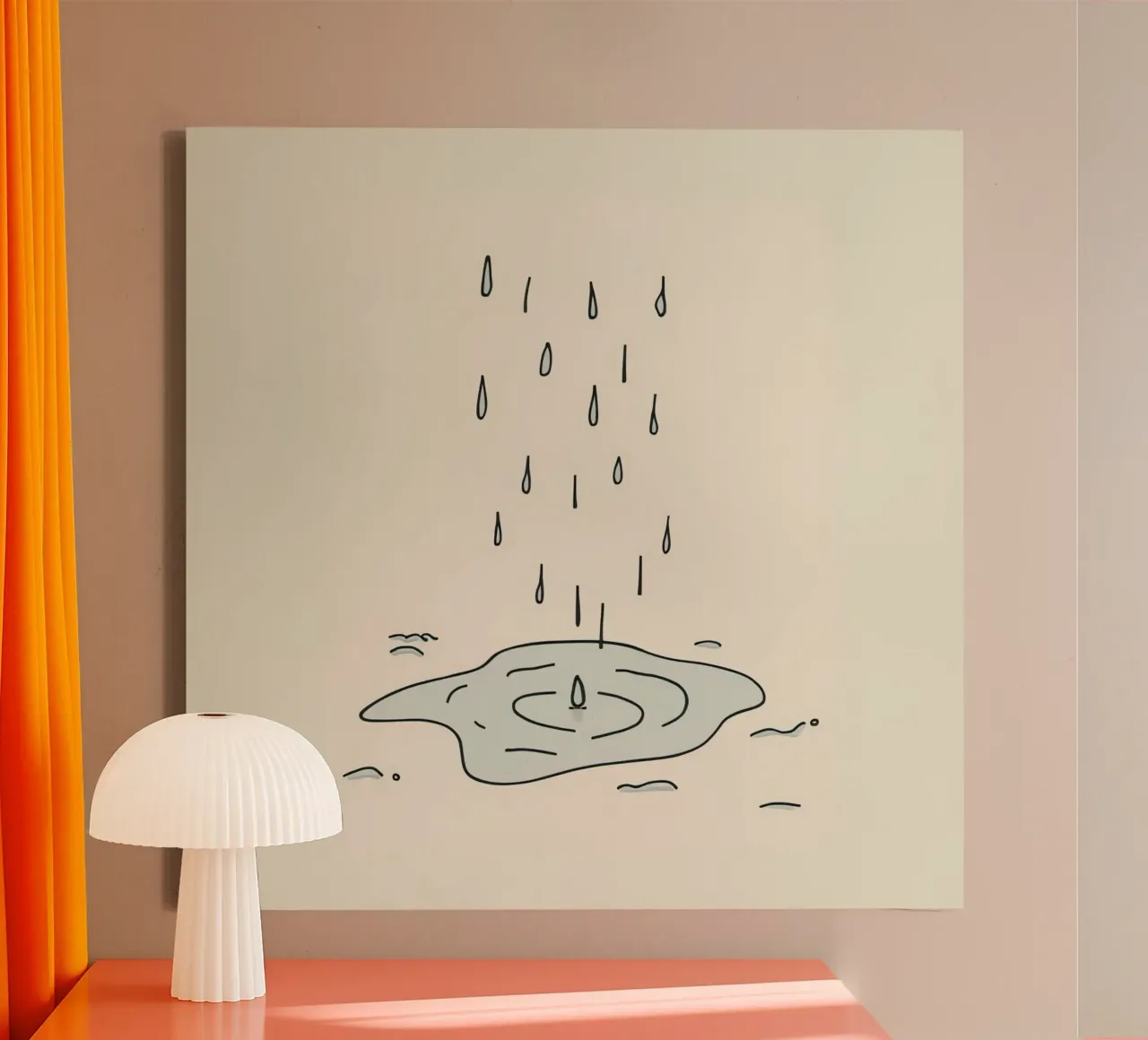 Gocce di acqua piovana che creano increspature in una piccola pozzanghera tela da DesignDoodle
