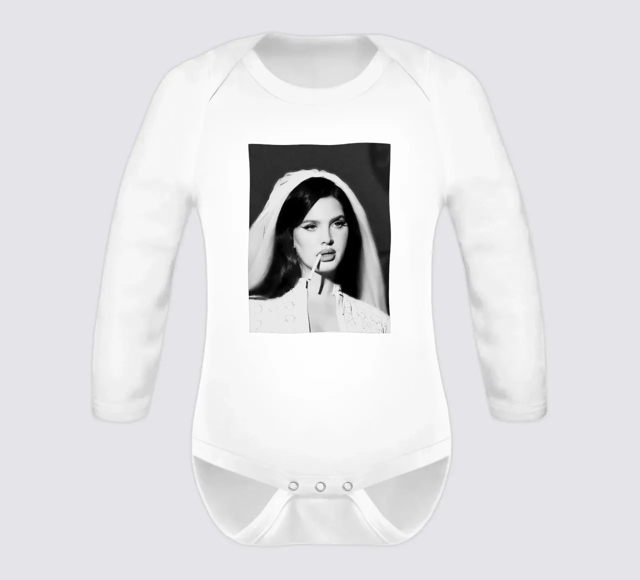Ritratto di Lana Del Rey che fuma in bianco e nero body neonato maniche lunghe da licongeilish