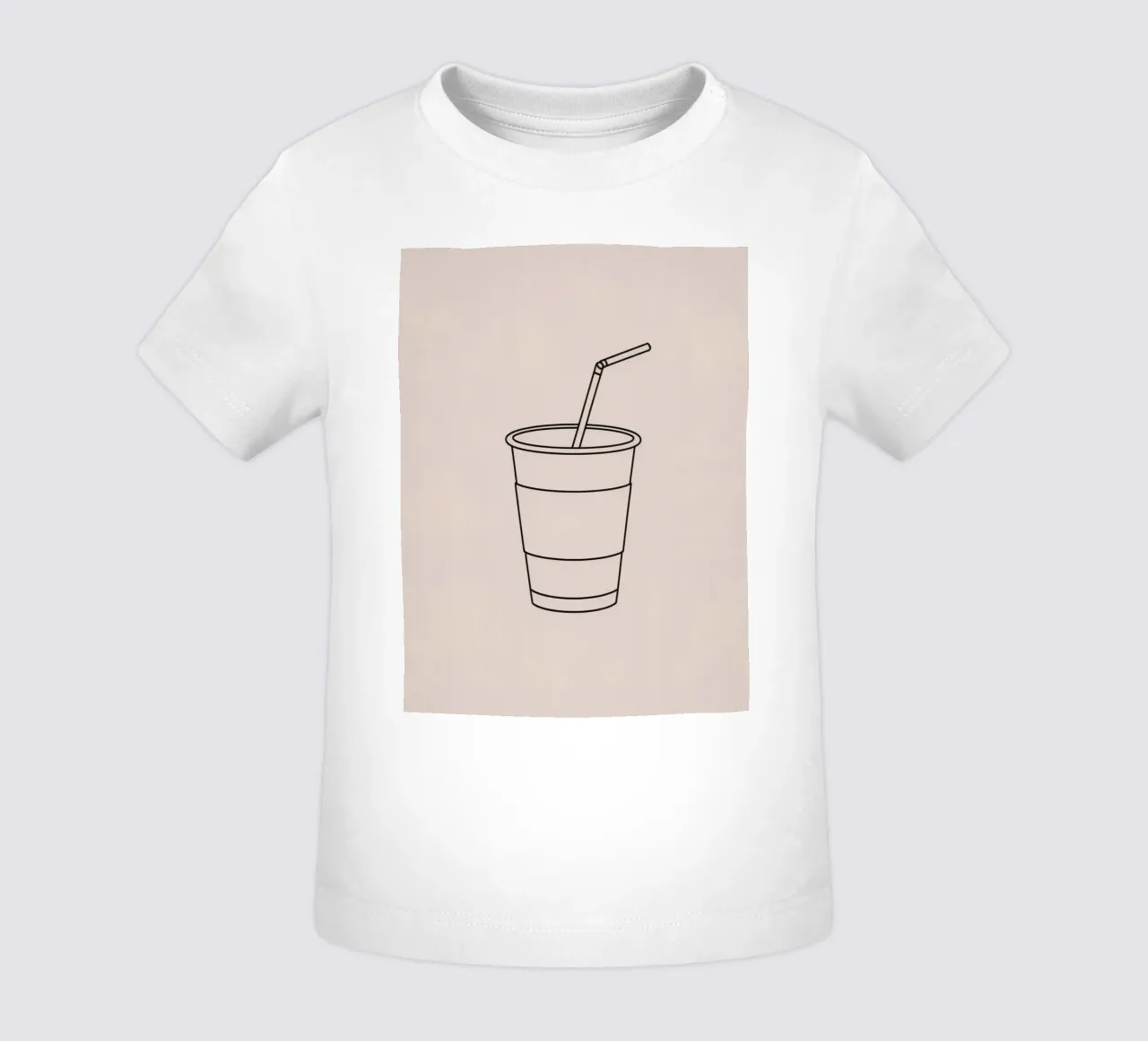 Illustration of a disposable cup with a straw baby t-shirt by DesignDoodle