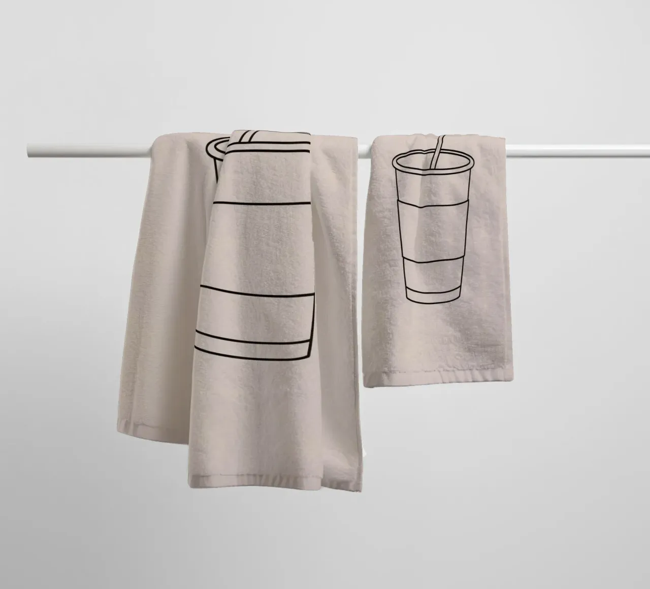 Illustrazione di una tazza monouso con cannuccia asciugamano da bagno da DesignDoodle