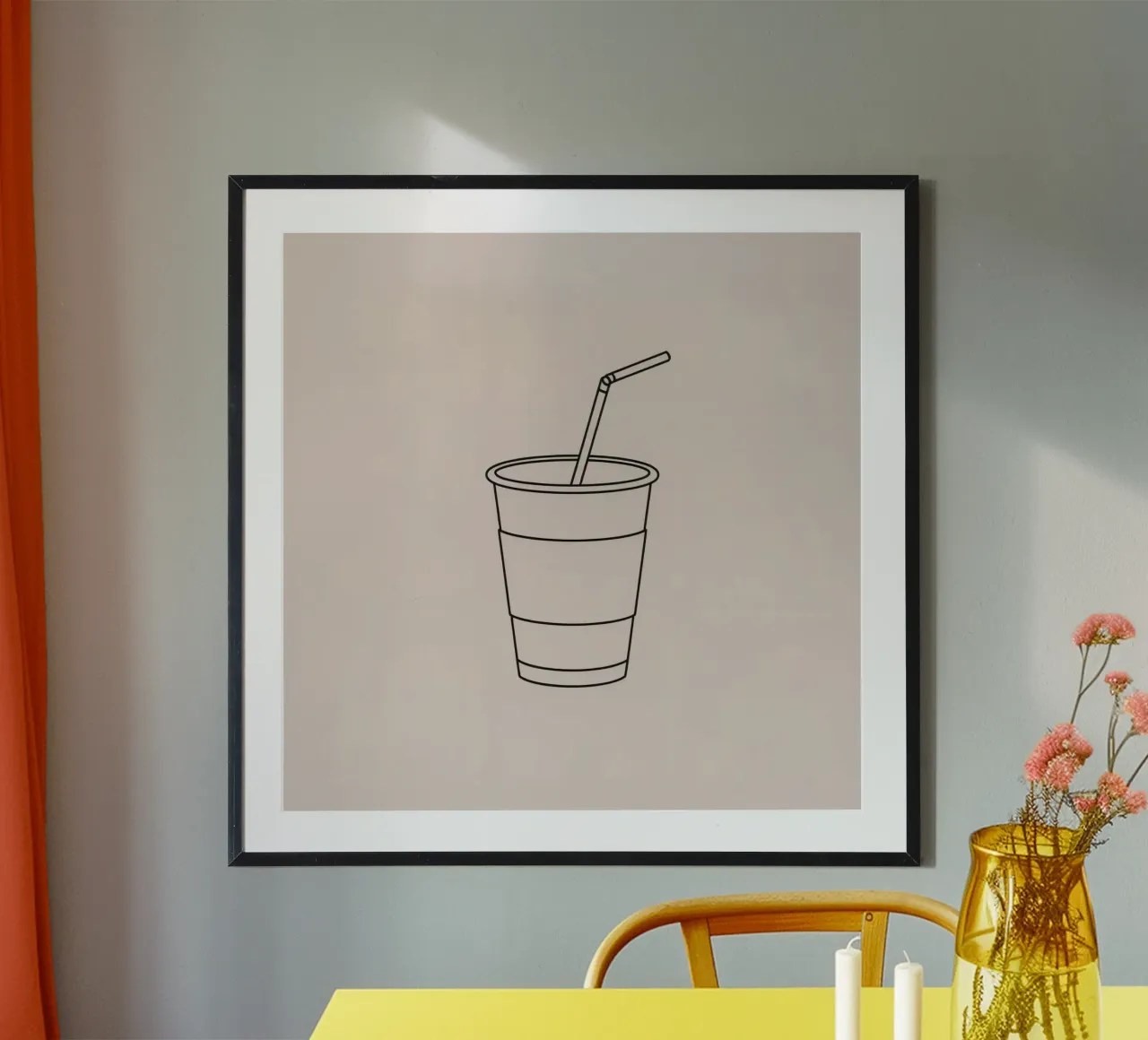 Illustrazione di una tazza monouso con cannuccia carta hahnemühle da DesignDoodle