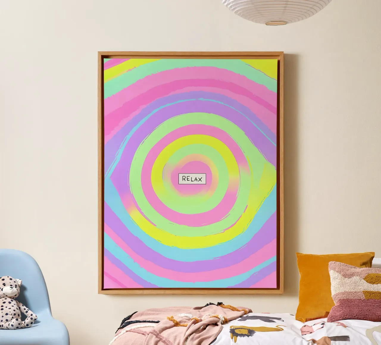 Relax Pastel Abstract canvas met Baklijst van 🥝 KIWI STORE