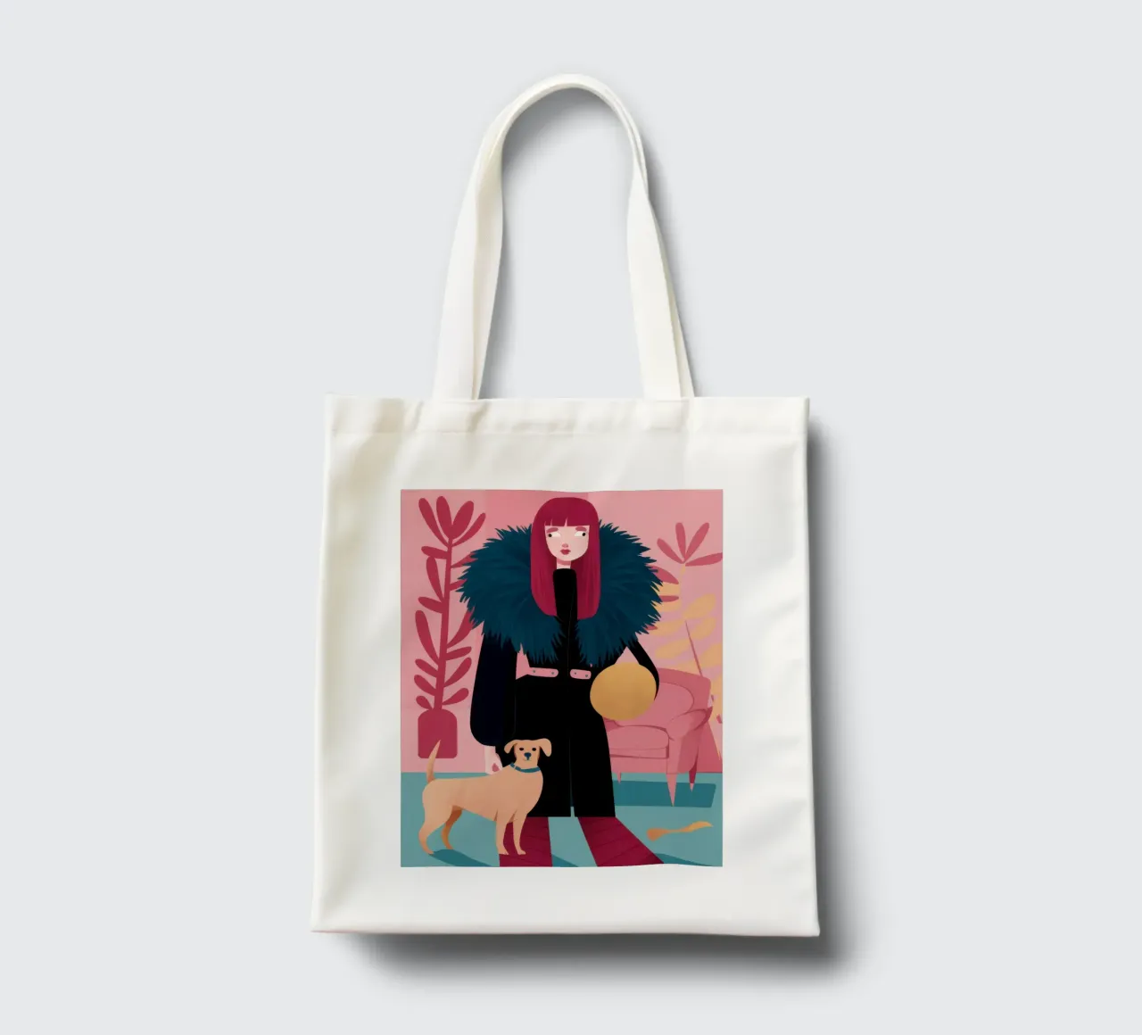 Chic con un cane da compagnia borsa in juta da Flock Reverie