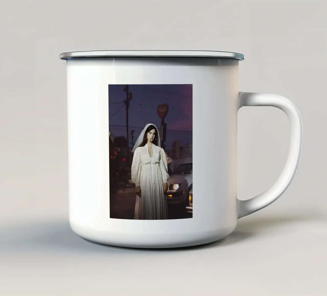White Dress Portrait Lana Del Rey Smoking enamel mug by licongeilish