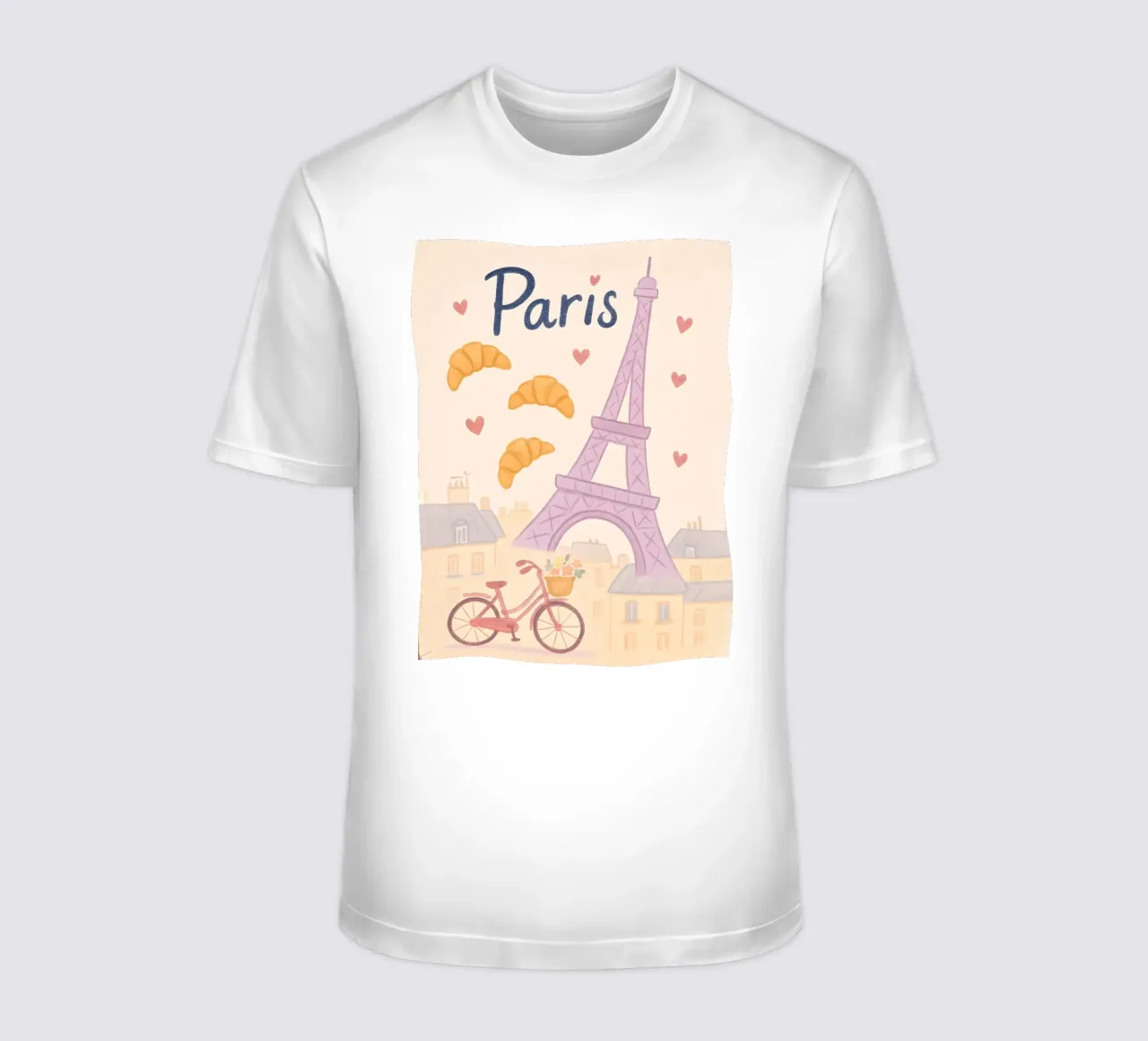 Illustrazione di Parigi con Torre Eiffel e bicicletta t-shirt da 🥝 KIWI STORE