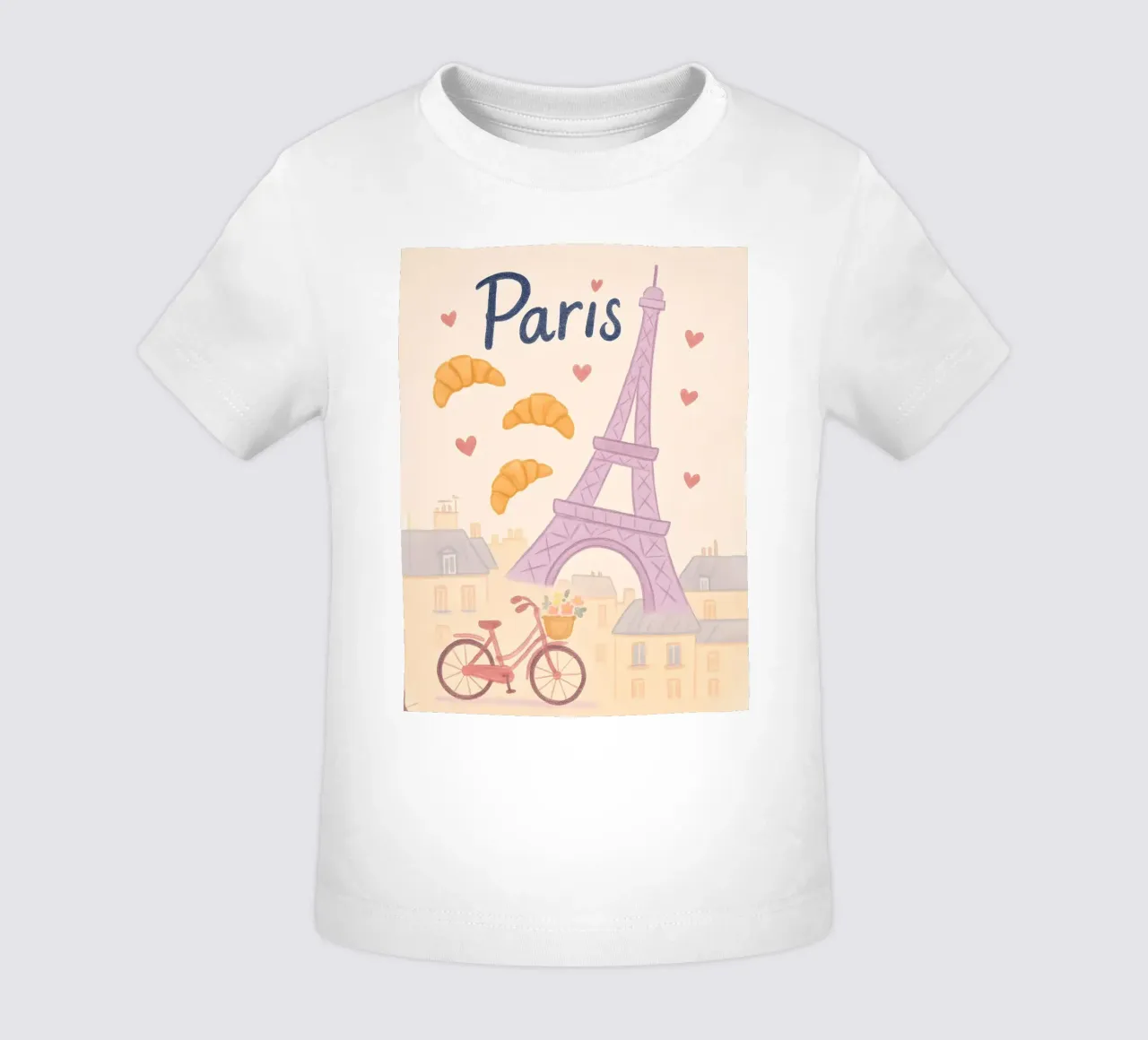 Illustrazione di Parigi con Torre Eiffel e bicicletta maglietta neonato da 🥝 KIWI STORE