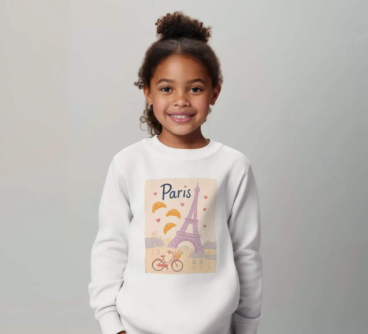 Illustrazione di Parigi con Torre Eiffel e bicicletta felpa bambino da 🥝 KIWI STORE