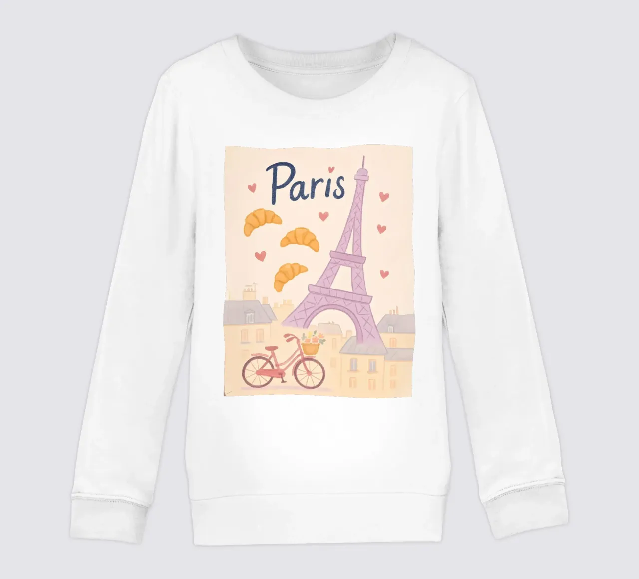 Illustrazione di Parigi con Torre Eiffel e bicicletta felpa bambino da 🥝 KIWI STORE