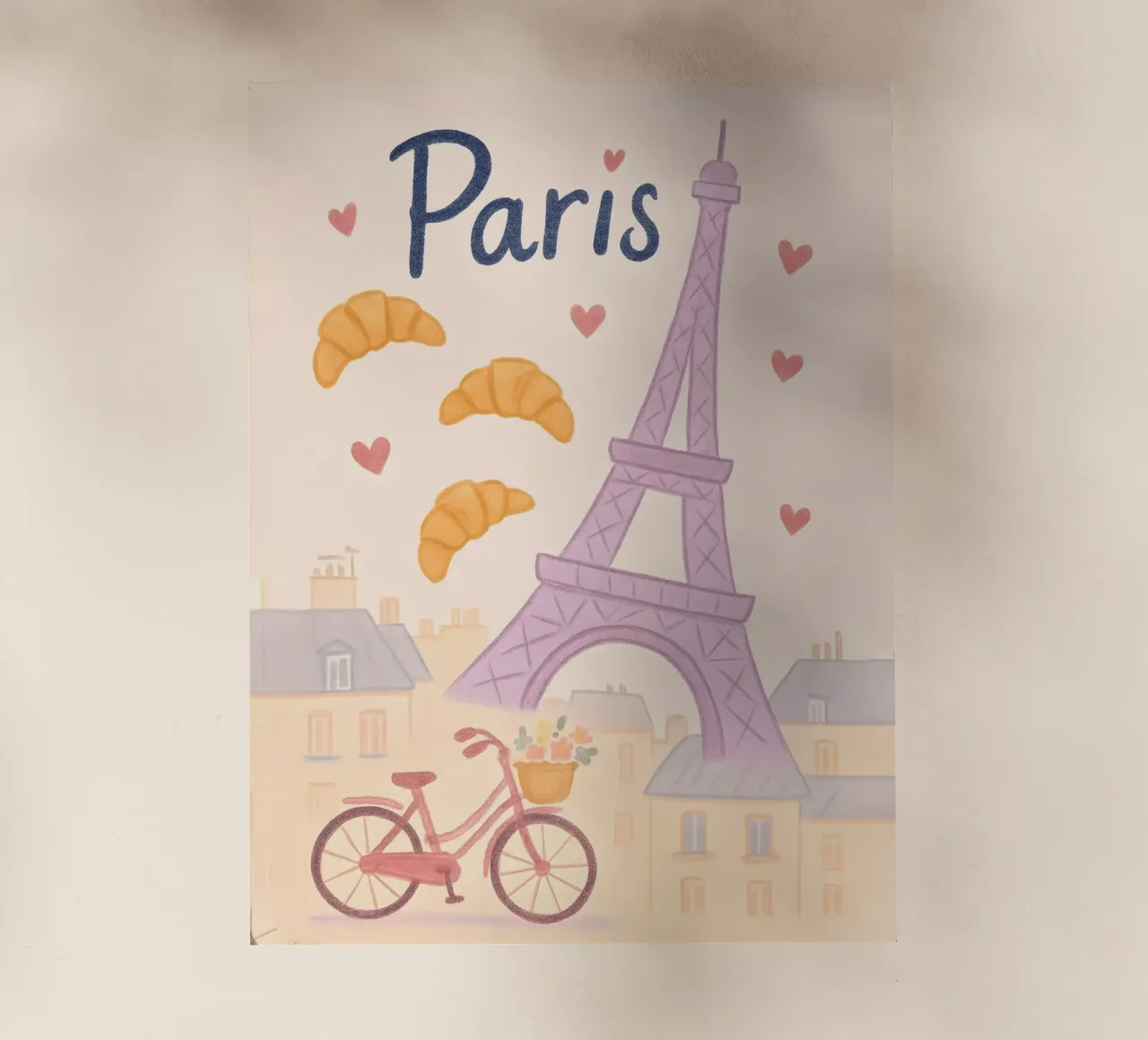 Illustrazione di Parigi con Torre Eiffel e bicicletta pellicola backlit da 🥝 KIWI STORE