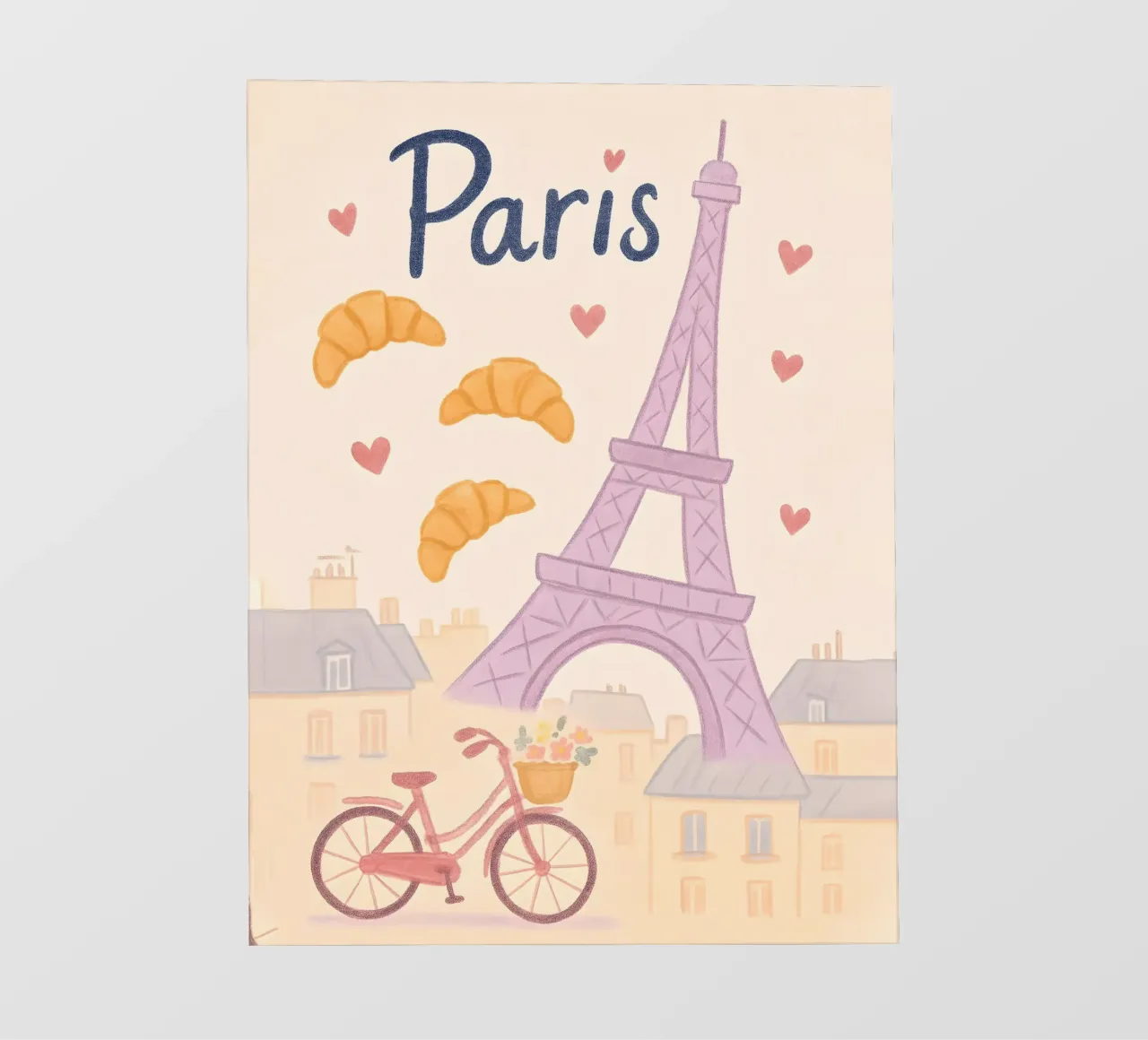 Illustrazione di Parigi con Torre Eiffel e bicicletta pellicola backlit da 🥝 KIWI STORE