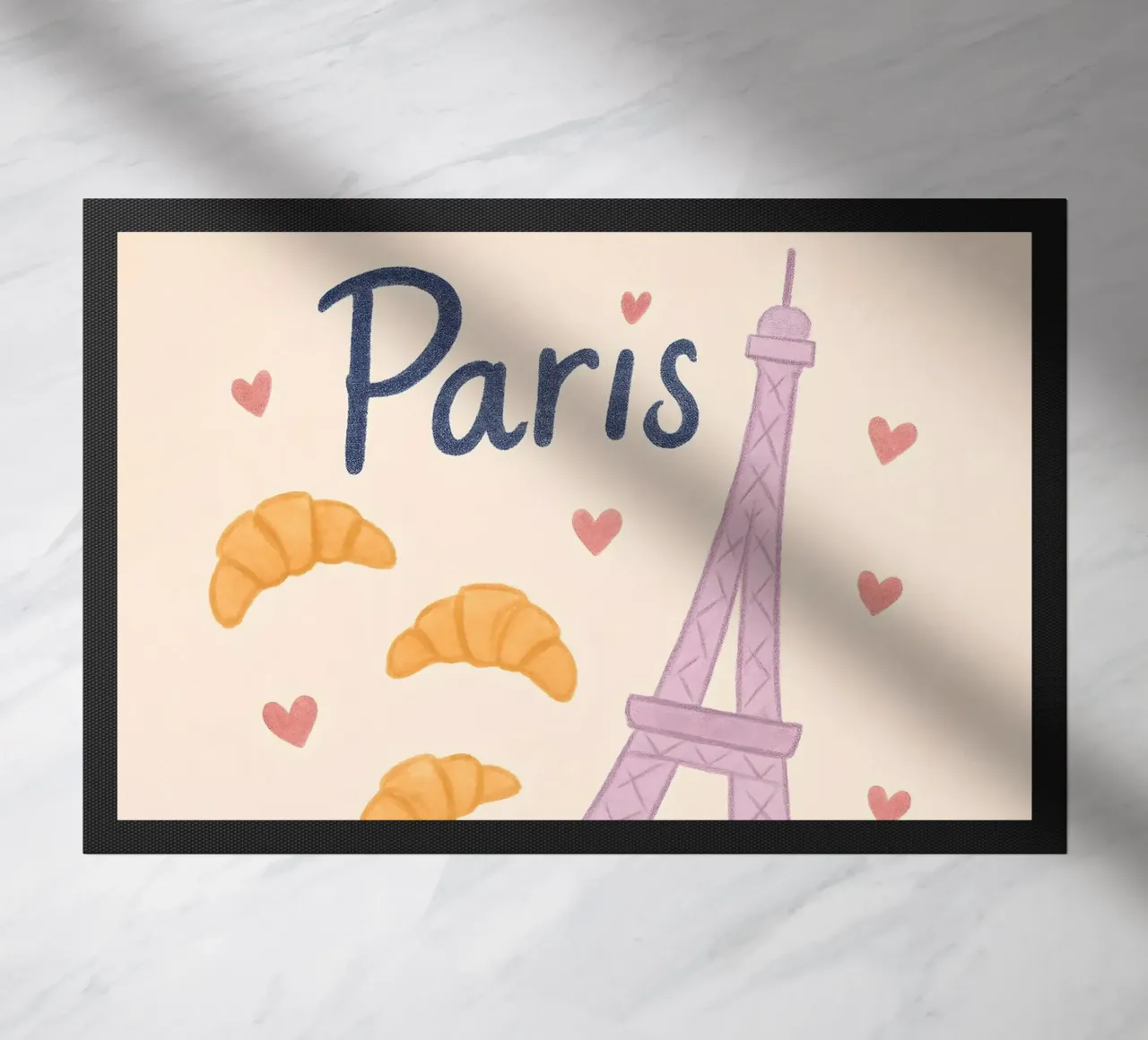 Illustrazione di Parigi con Torre Eiffel e bicicletta zerbino da 🥝 KIWI STORE