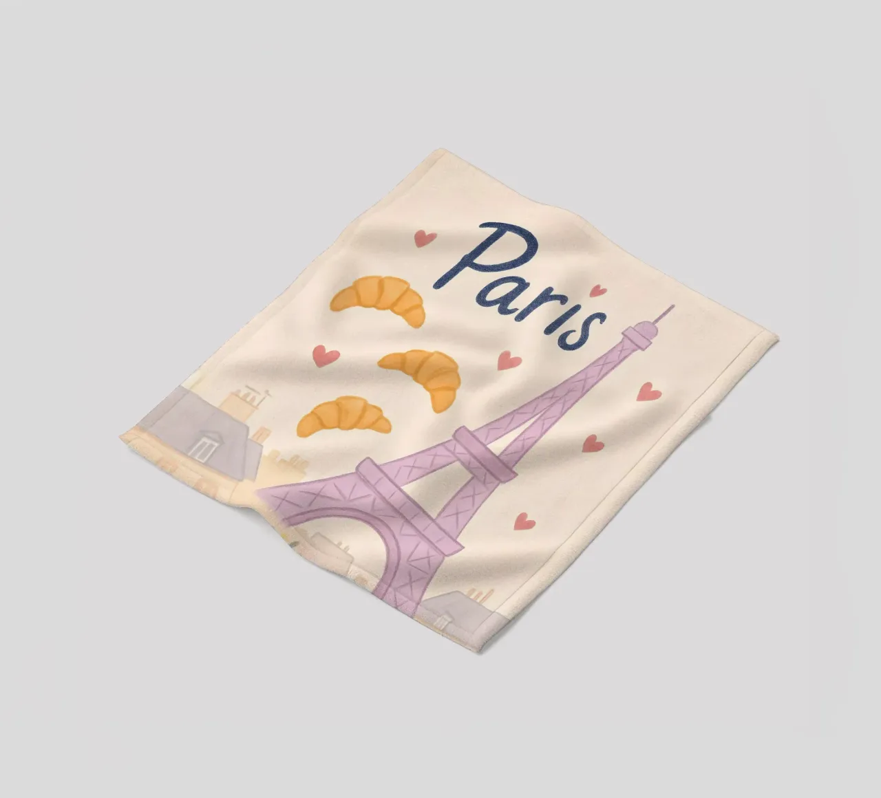 Illustrazione di Parigi con Torre Eiffel e bicicletta coperta in pile da 🥝 KIWI STORE