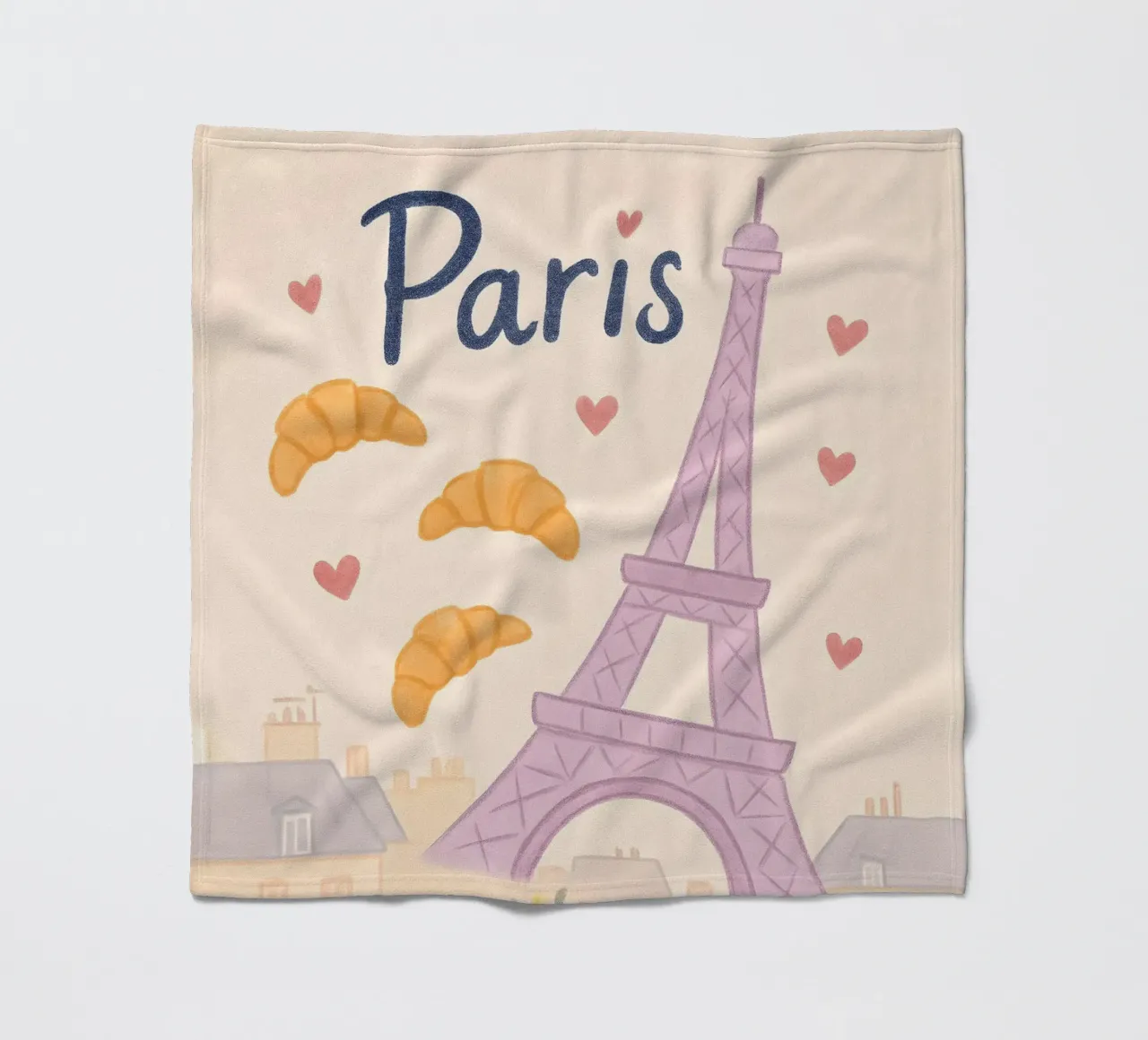 Illustrazione di Parigi con Torre Eiffel e bicicletta coperta in pile da 🥝 KIWI STORE