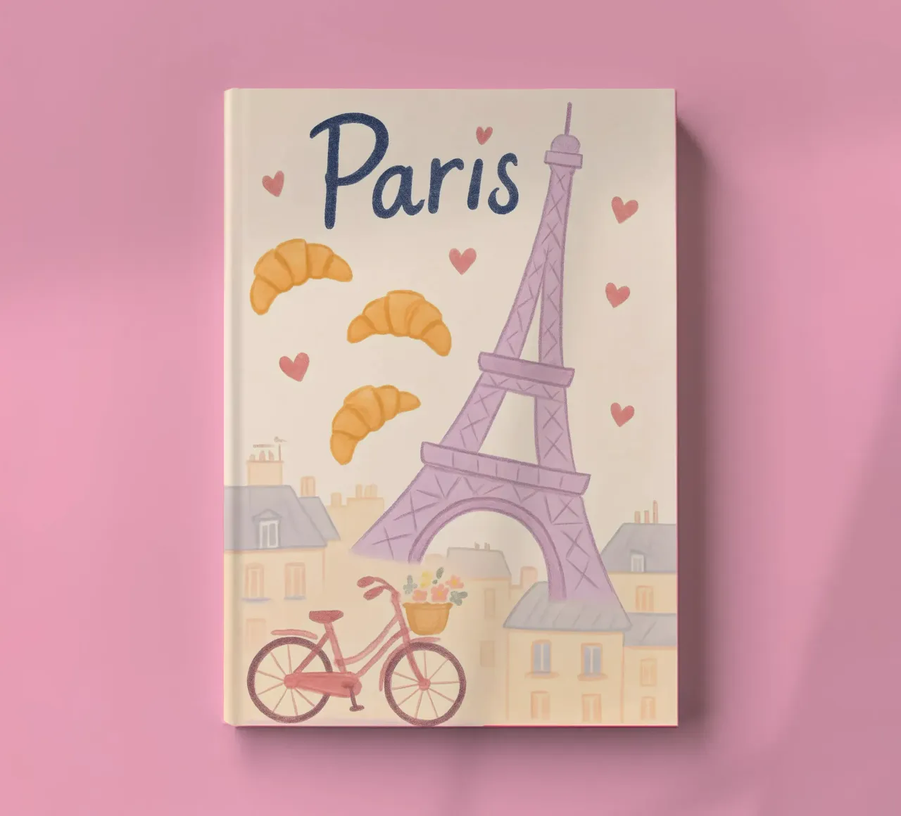 Paris Illustration with Eiffel Tower and Bike notebook by 🥝 KIWI STORE