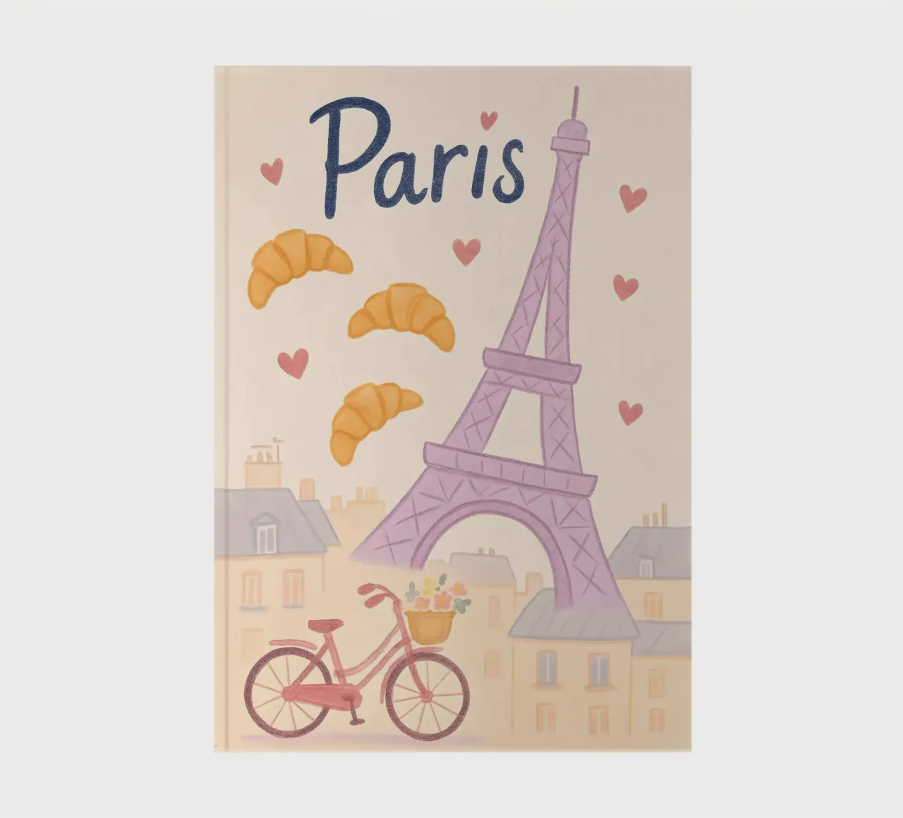 Paris Illustration with Eiffel Tower and Bike notebook by 🥝 KIWI STORE