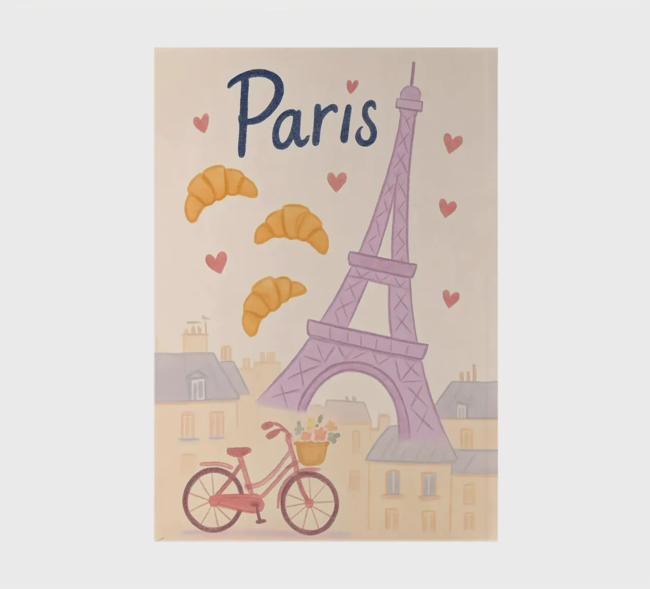 Paris Illustration with Eiffel Tower and Bike notebook by 🥝 KIWI STORE