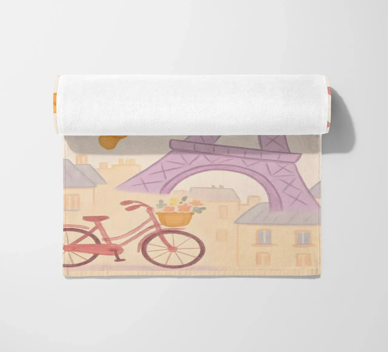 Illustrazione di Parigi con Torre Eiffel e bicicletta telo mare da 🥝 KIWI STORE