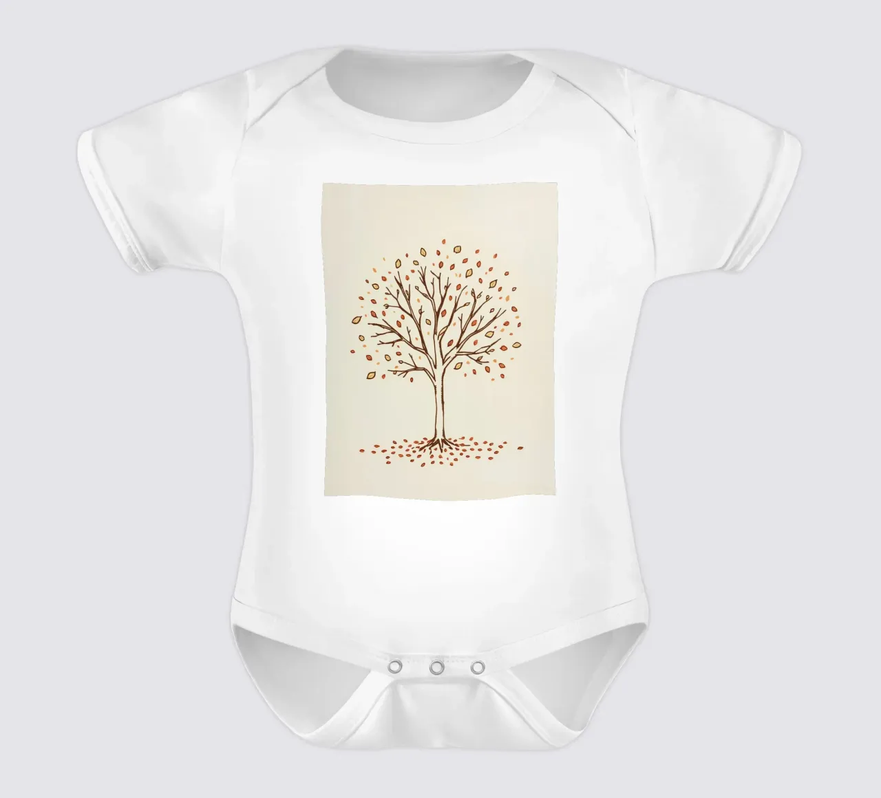 Albero autunnale con foglie cadenti in toni caldi body neonato maniche corte da DesignDoodle