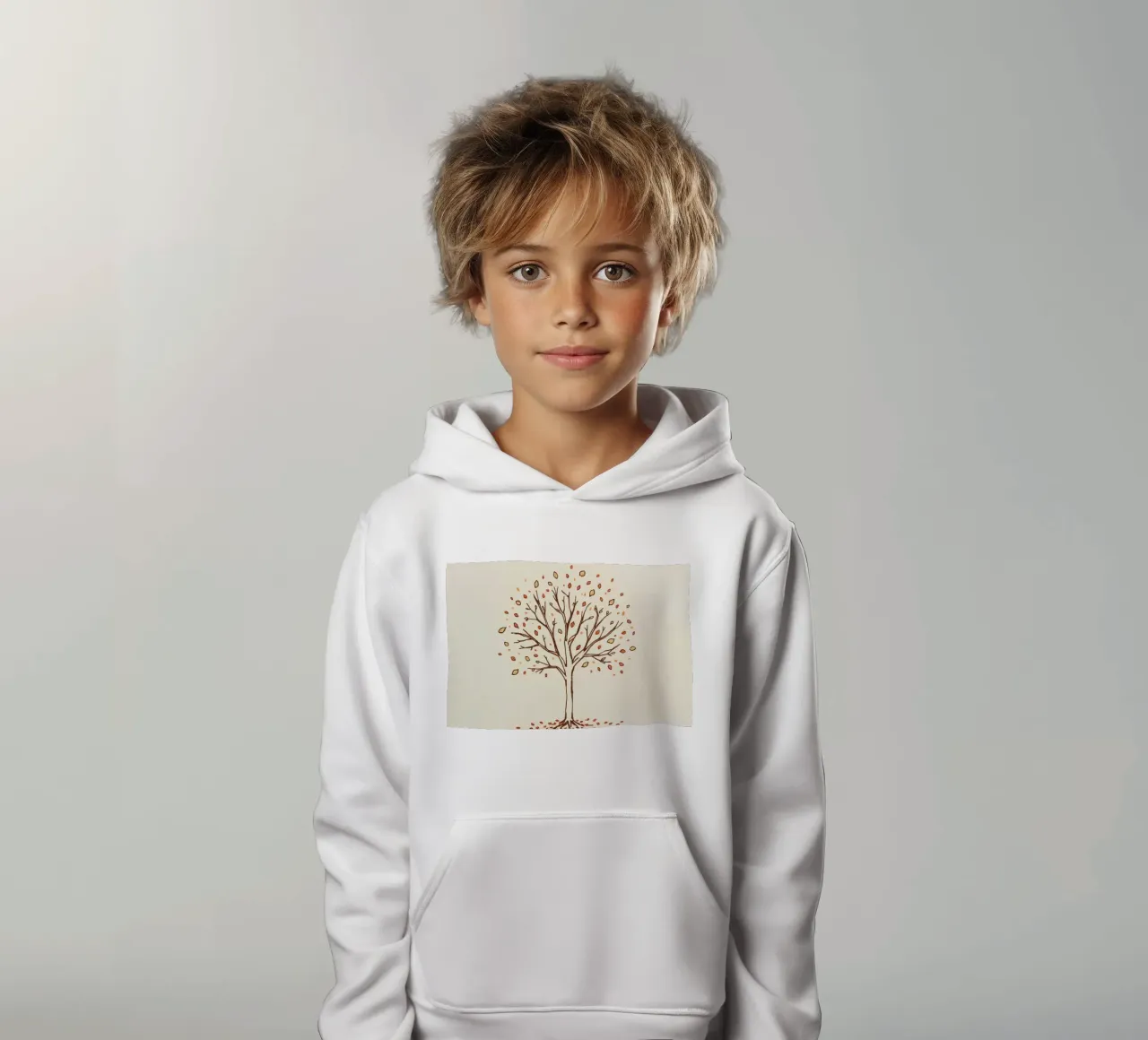 Albero autunnale con foglie cadenti in toni caldi felpa bambino con cappuccio da DesignDoodle