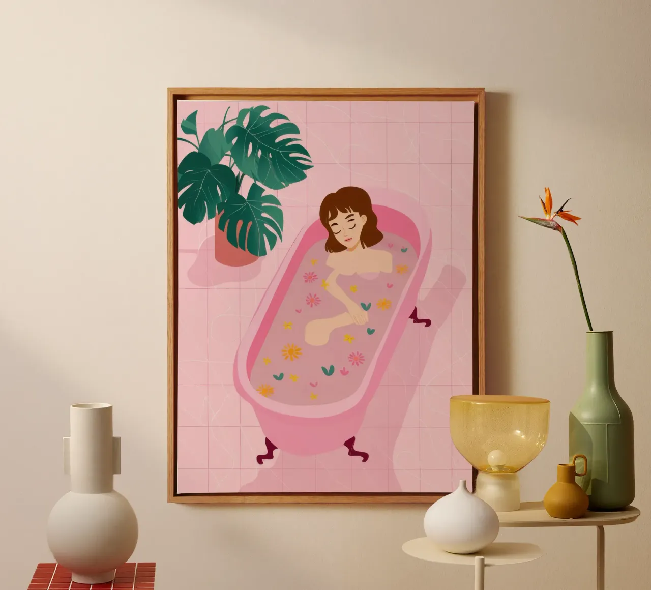 Pastel Bath Time canvas by Flock Reverie