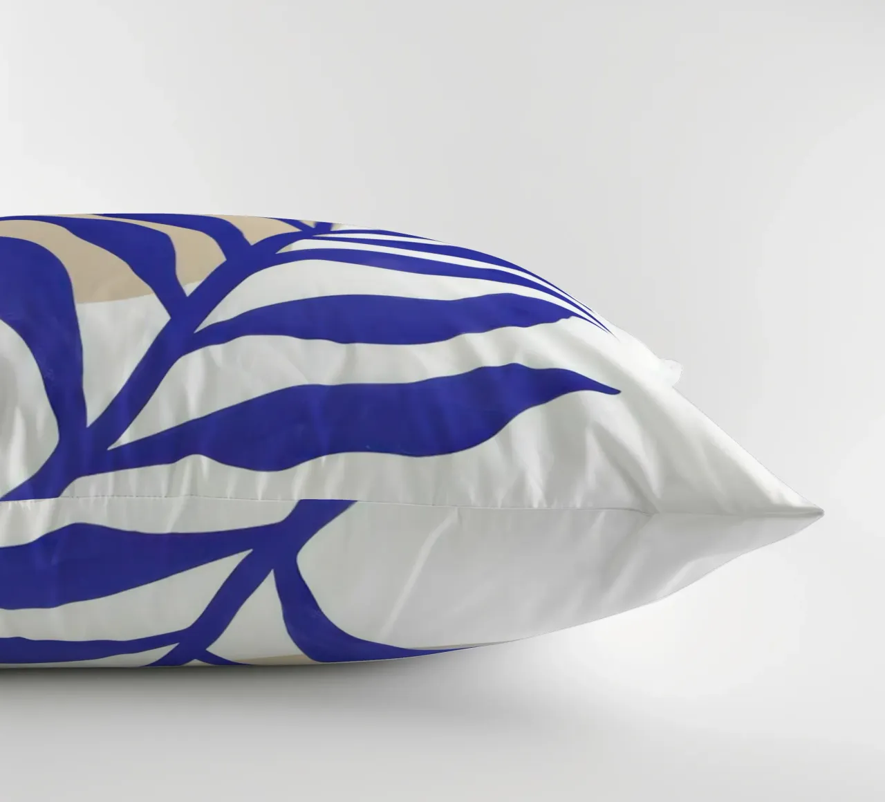 Blue Leaf Abstraction decorative cushion by Flock Reverie