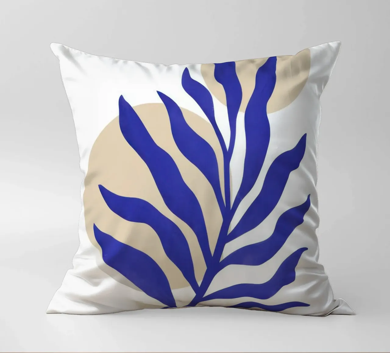 Blue Leaf Abstraction decorative cushion by Flock Reverie