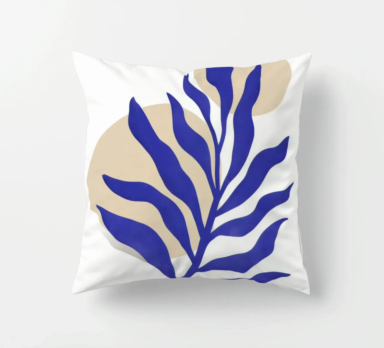 Blue Leaf Abstraction decorative cushion by Flock Reverie