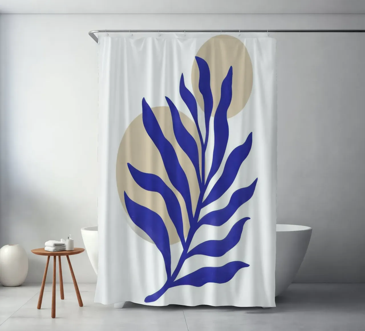 Blue Leaf Abstraction shower curtain by Flock Reverie