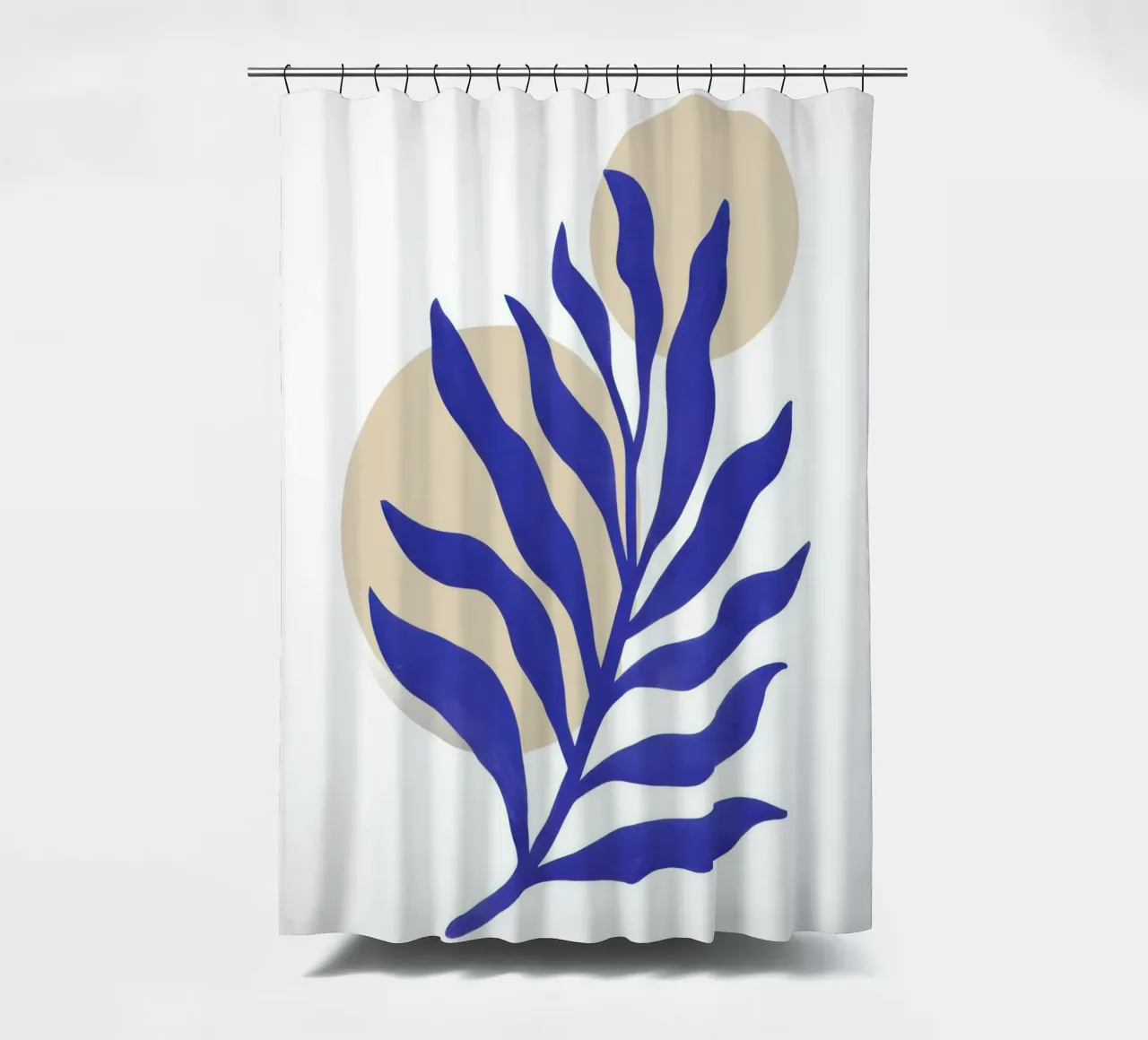 Blue Leaf Abstraction shower curtain by Flock Reverie