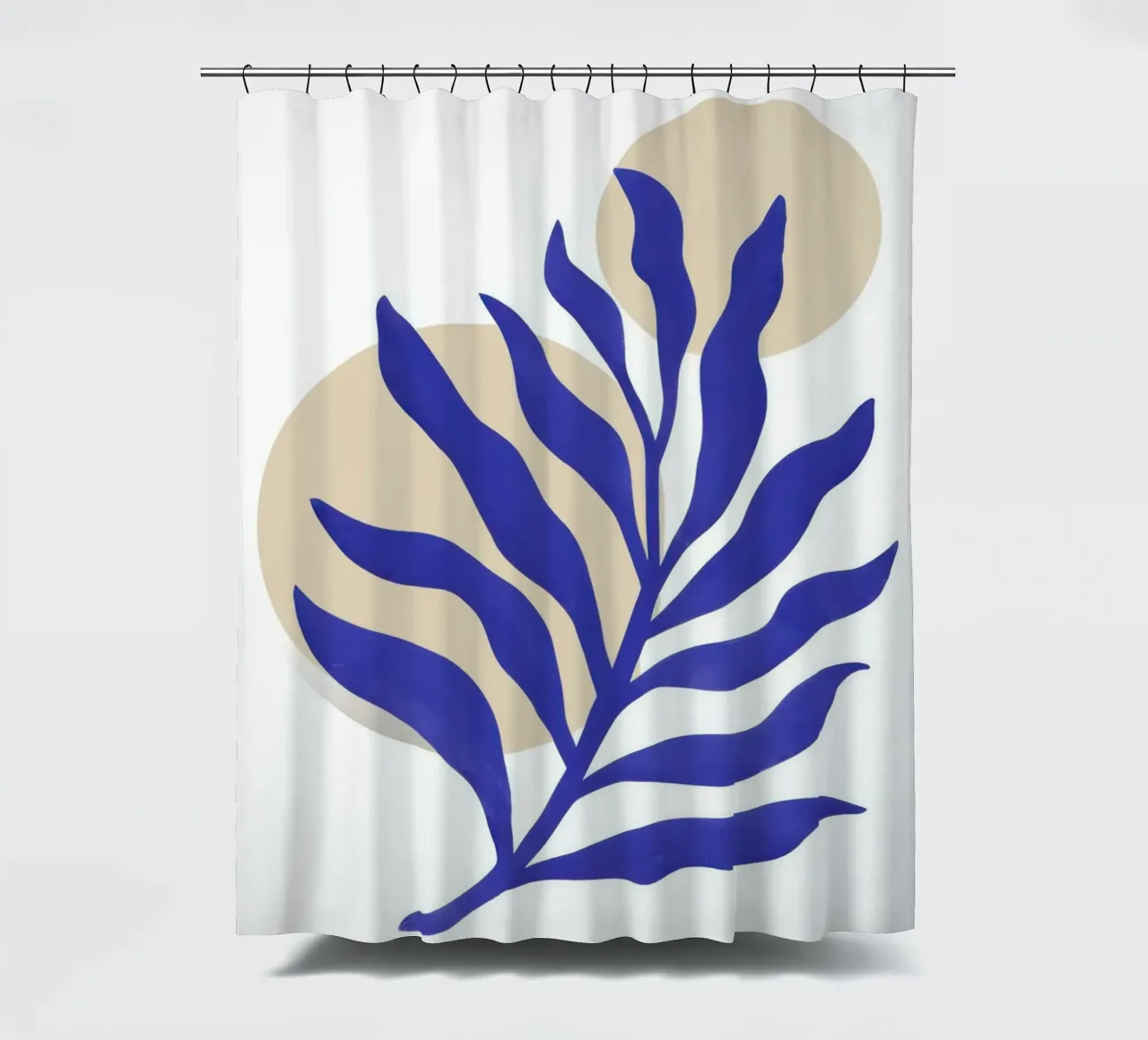 Blue Leaf Abstraction shower curtain by Flock Reverie