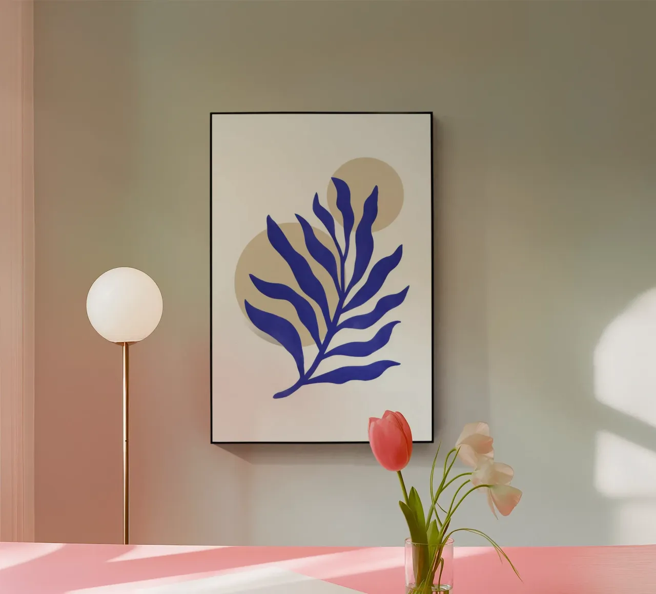 Blue Leaf Abstraction acrylic glass by Flock Reverie