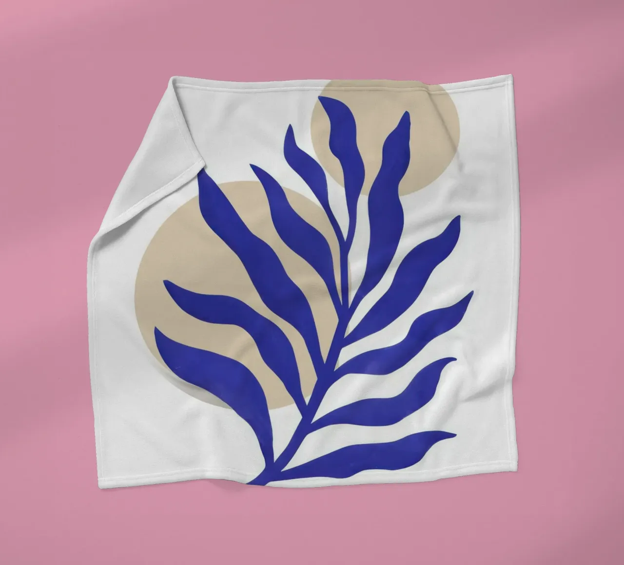 Blue Leaf Abstraction fleece blanket by Flock Reverie