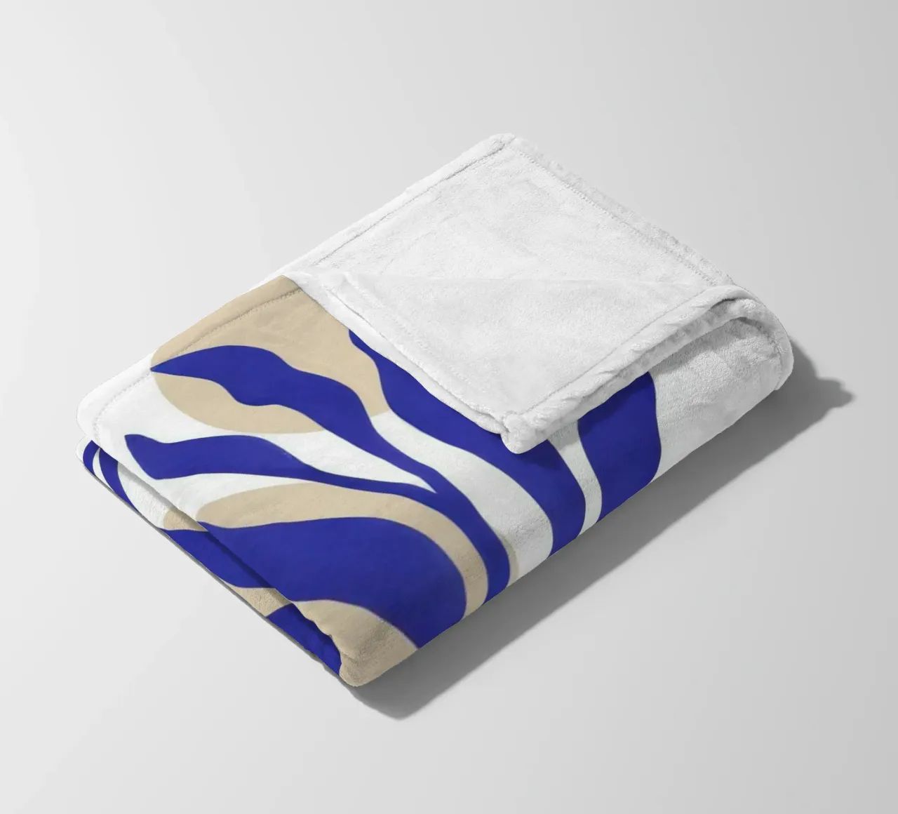 Blue Leaf Abstraction fleece blanket by Flock Reverie