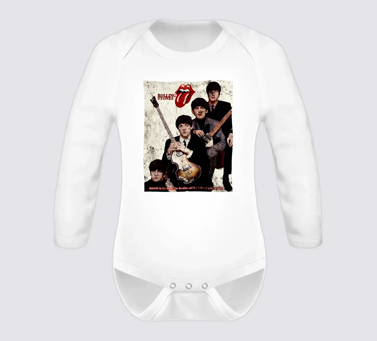I Rolling Stones con la leggendaria "Introducing Lips" body neonato maniche lunghe da Abasa Inaraya