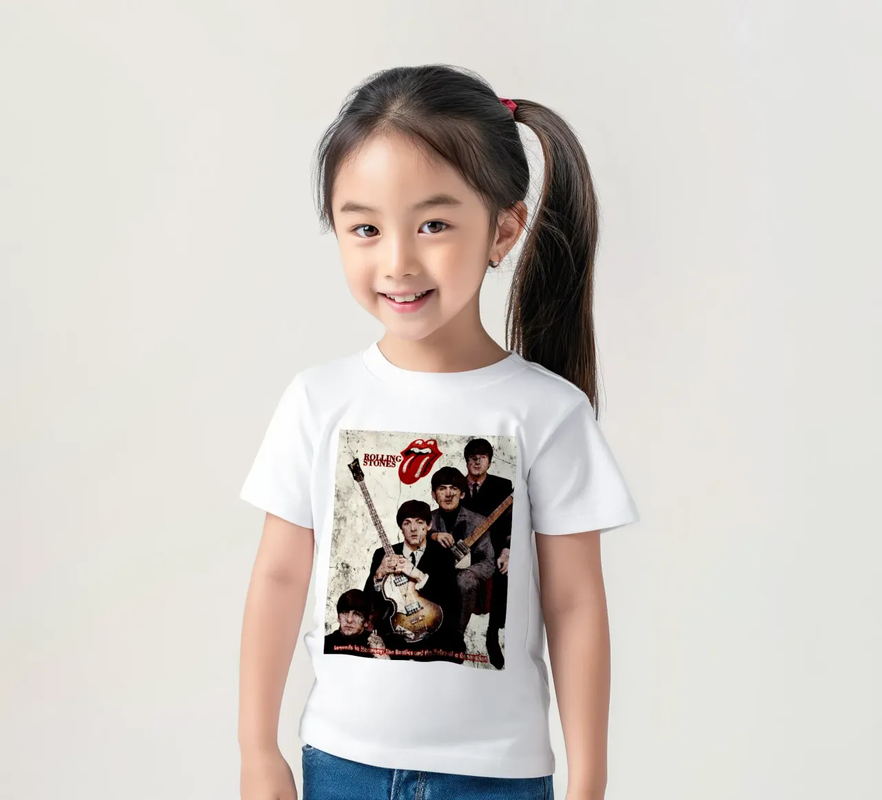 I Rolling Stones con la leggendaria "Introducing Lips" t-shirt bambini da Abasa Inaraya