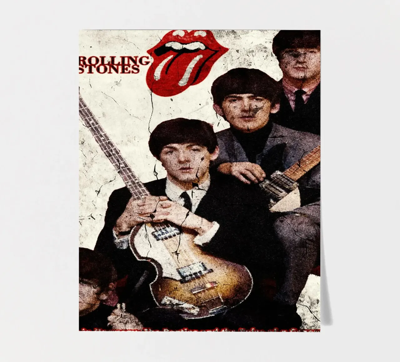 The Rolling Stones with the legendary "Introducing Lips" sticker sheet by Abasa Inaraya